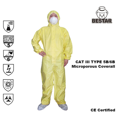 Тип костюм кота III устранимых медицинских Coveralls 5B/6B химический защитный для больницы