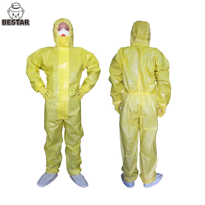 ТИП 3 Coverall водоустойчивого костюма Biohazard PPE устранимого желтый
