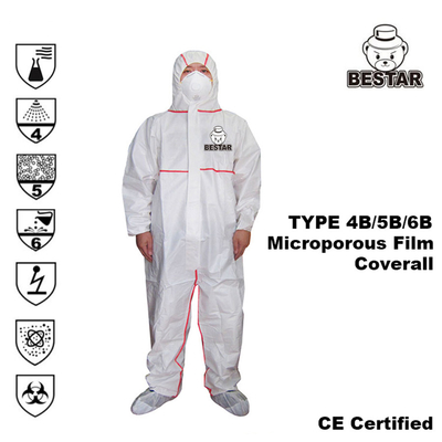 Тип 4B/5B/6B Coveralls полипропилена костюмов боилера BESTAR Microporous устранимый