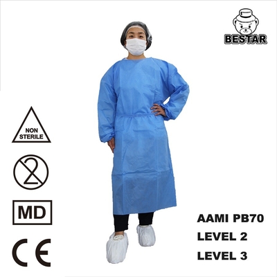 Куртка мантии лаборатории SPP голубого устранимого пальто лаборатории устранимая с эластичным тумаком